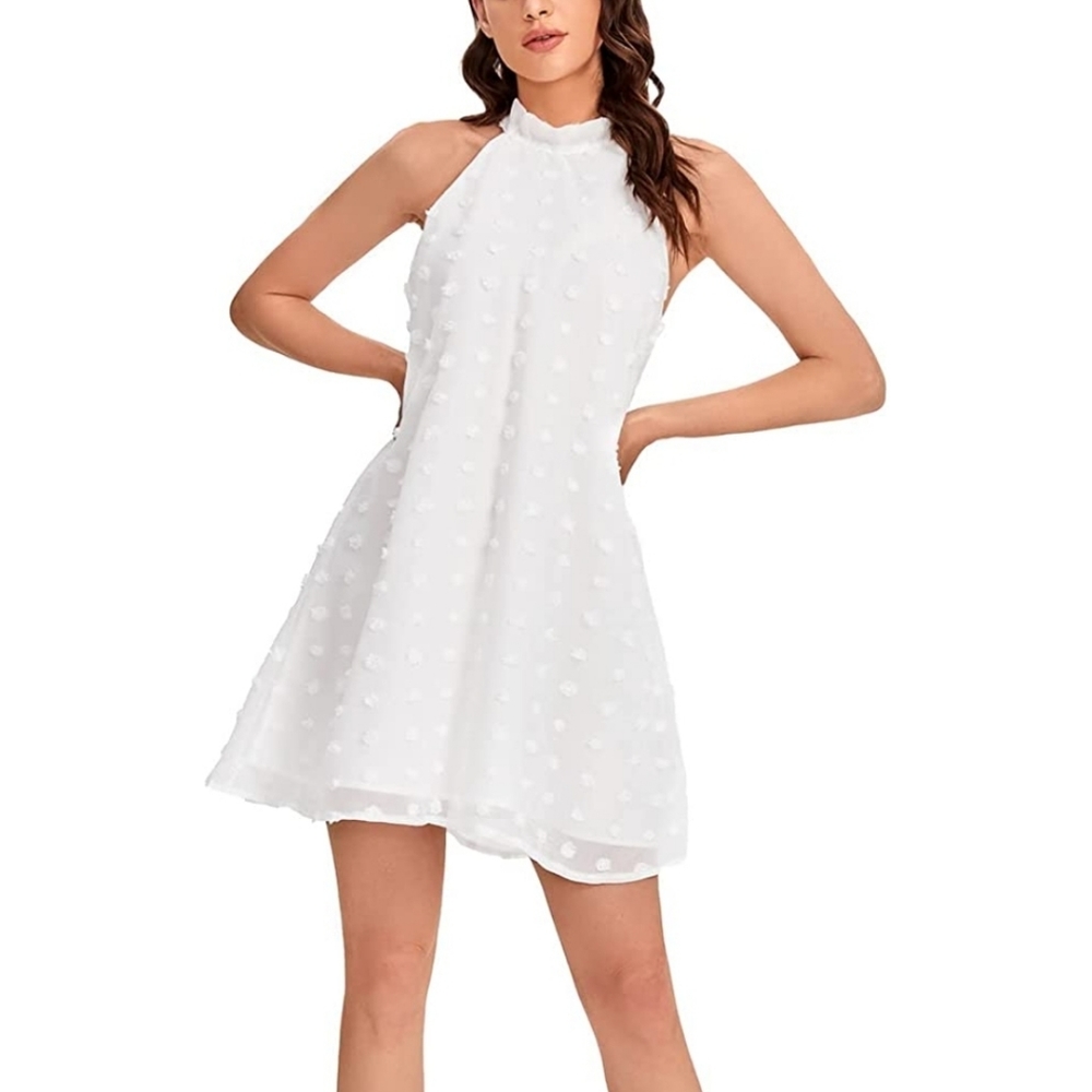 Halter A-Line Short White Cocktail/Bridemaids Dress